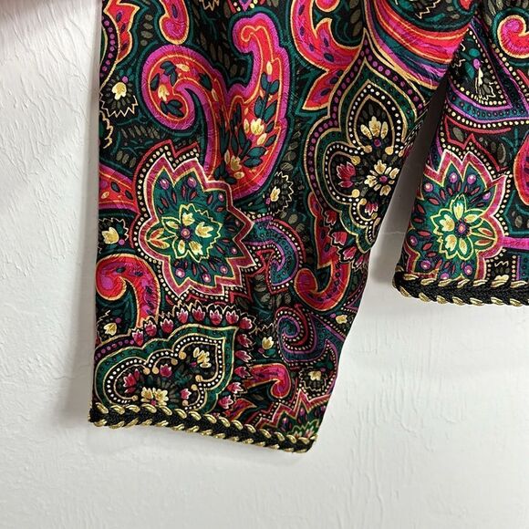 Maggy London Vintage Silk Button Closure Paisley Print Jacket Size 14 - Picture 3 of 10